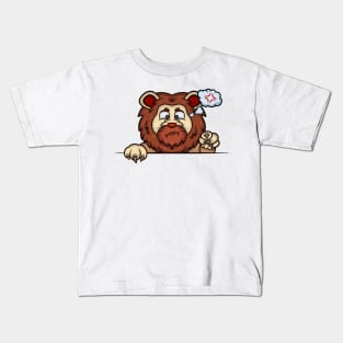 Lion Cartoon With Angry Face Expression Kids T-Shirt